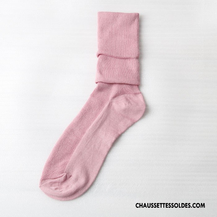 Chaussettes Longues Femme À La Mode Matelassé Rose Pure