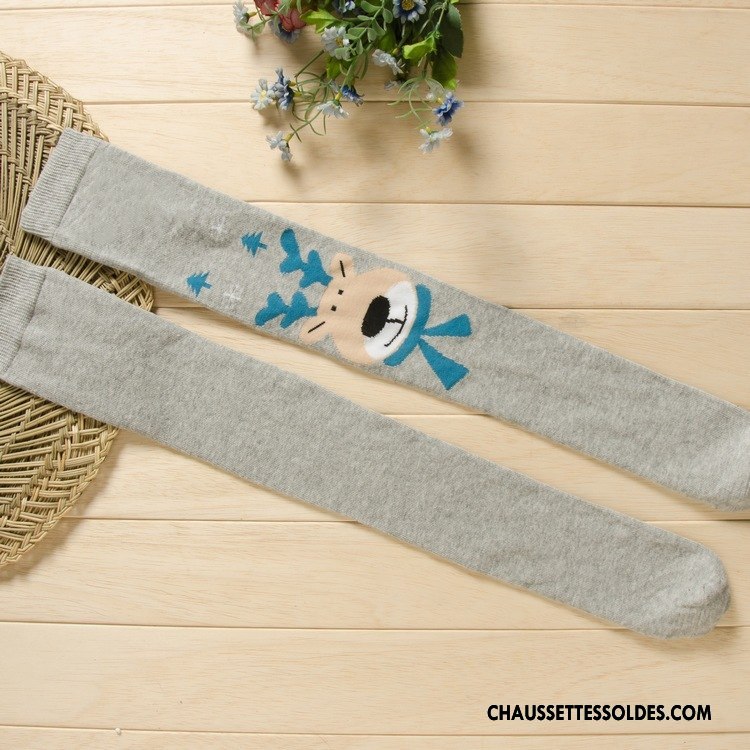 Chaussettes Longues Femme Élève Charmant Printemps Haute Été Matelassé Rose