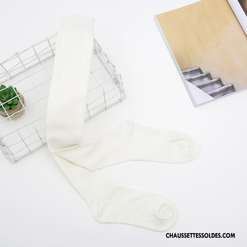Chaussettes Longues Femme Élève Chaussettes En Coton Le Nouveau Long Stock Respirant Bleu
