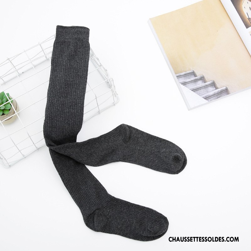 Chaussettes Longues Femme Élève Chaussettes En Coton Le Nouveau Long Stock Respirant Bleu