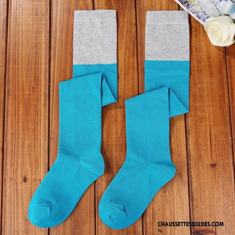 Chaussettes Longues Femme Élève Mode Long Stock Matelassé Couleurs Mixtes Rose