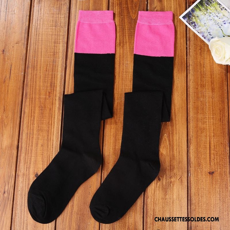 Chaussettes Longues Femme Élève Mode Long Stock Matelassé Couleurs Mixtes Rose