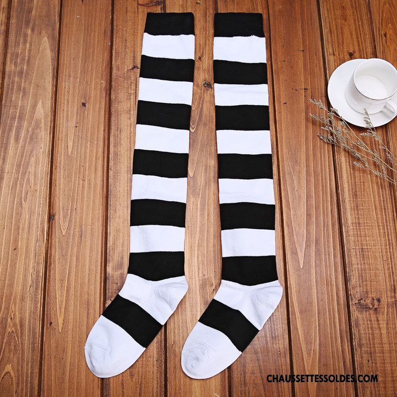 Chaussettes Longues Femme Équitation Le Nouveau Mouvement Vent D'université Tous Les Assortis Matelassé Arc En Ciel Rose