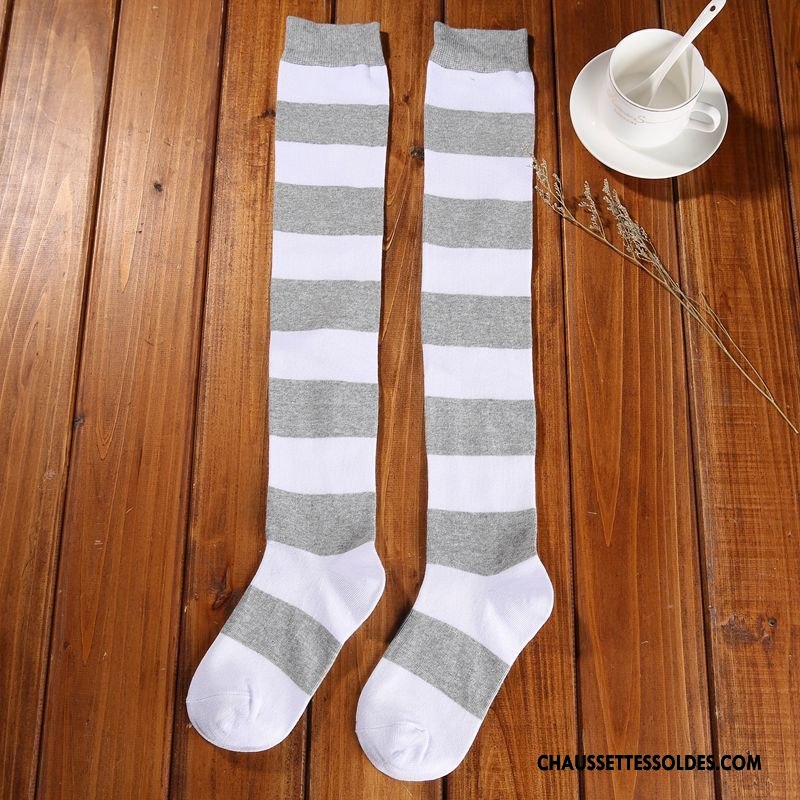 Chaussettes Longues Femme Équitation Le Nouveau Mouvement Vent D'université Tous Les Assortis Matelassé Arc En Ciel Rose