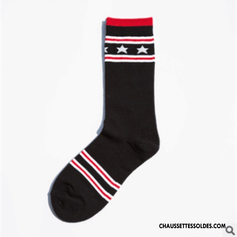 Chaussettes Longues Femme Étoile Le Nouveau Long Stock L'automne Hiver 100% Coton Noir