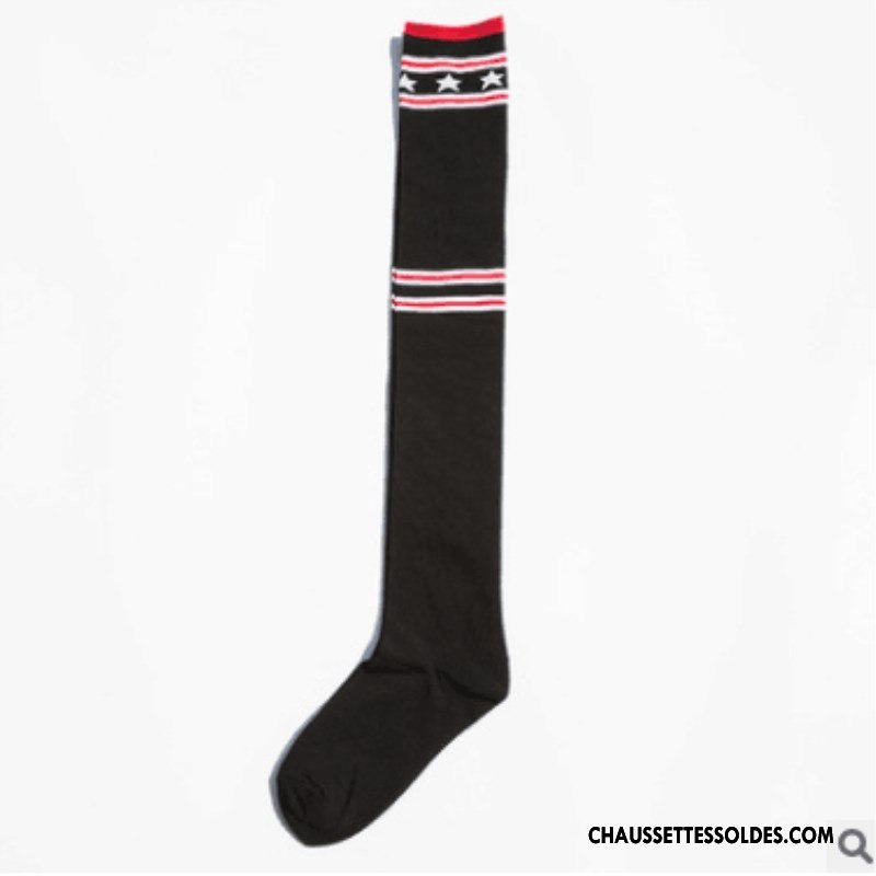 Chaussettes Longues Femme Étoile Le Nouveau Long Stock L'automne Hiver 100% Coton Noir
