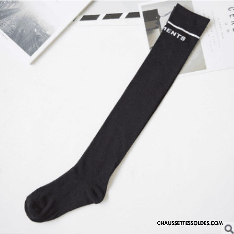 Chaussettes Longues Femme Étoile Le Nouveau Long Stock L'automne Hiver 100% Coton Noir