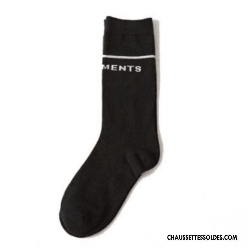Chaussettes Longues Femme Étoile Le Nouveau Long Stock L'automne Hiver 100% Coton Noir
