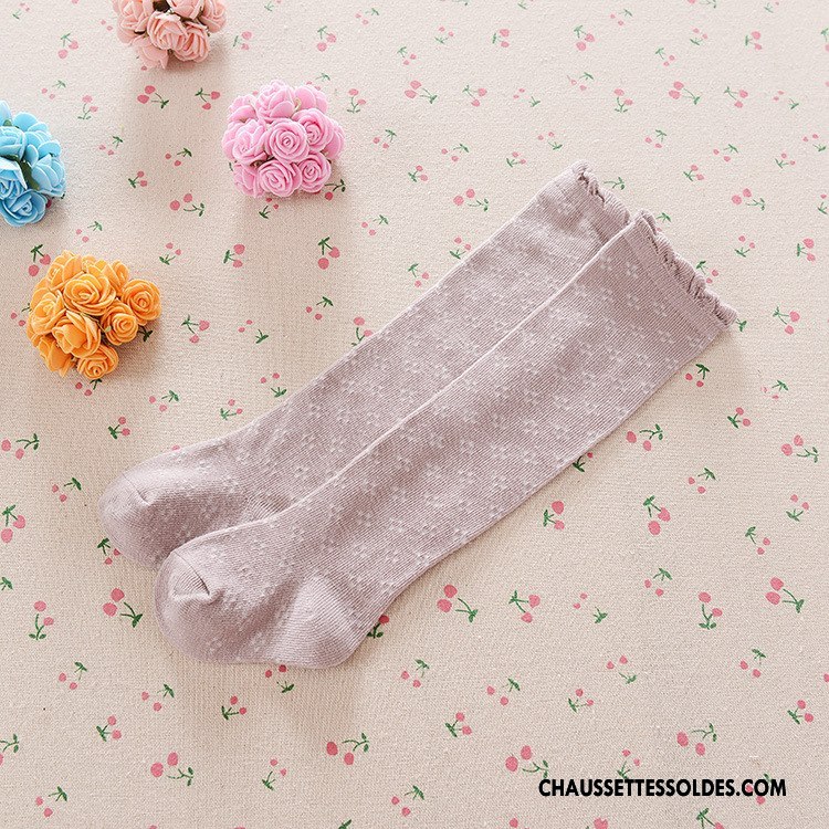 Chaussettes Longues Fille 100% Coton Bébé Enfant Bouche Libre Printemps Femme Pure Rose