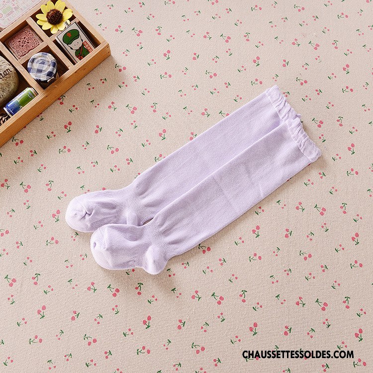 Chaussettes Longues Fille 100% Coton Bébé Enfant Bouche Libre Printemps Femme Pure Rose