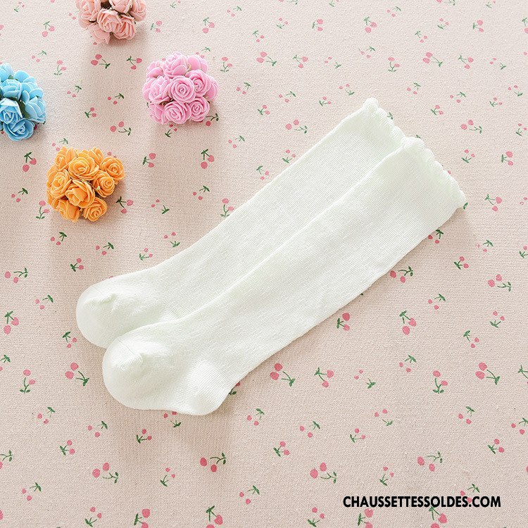 Chaussettes Longues Fille 100% Coton Bébé Enfant Bouche Libre Printemps Femme Pure Rose