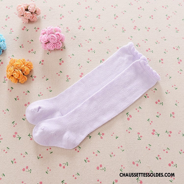 Chaussettes Longues Fille 100% Coton Bébé Enfant Bouche Libre Printemps Femme Pure Rose