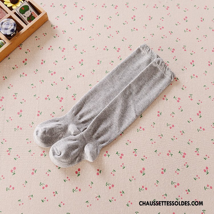 Chaussettes Longues Fille 100% Coton Bébé Enfant Bouche Libre Printemps Femme Pure Rose