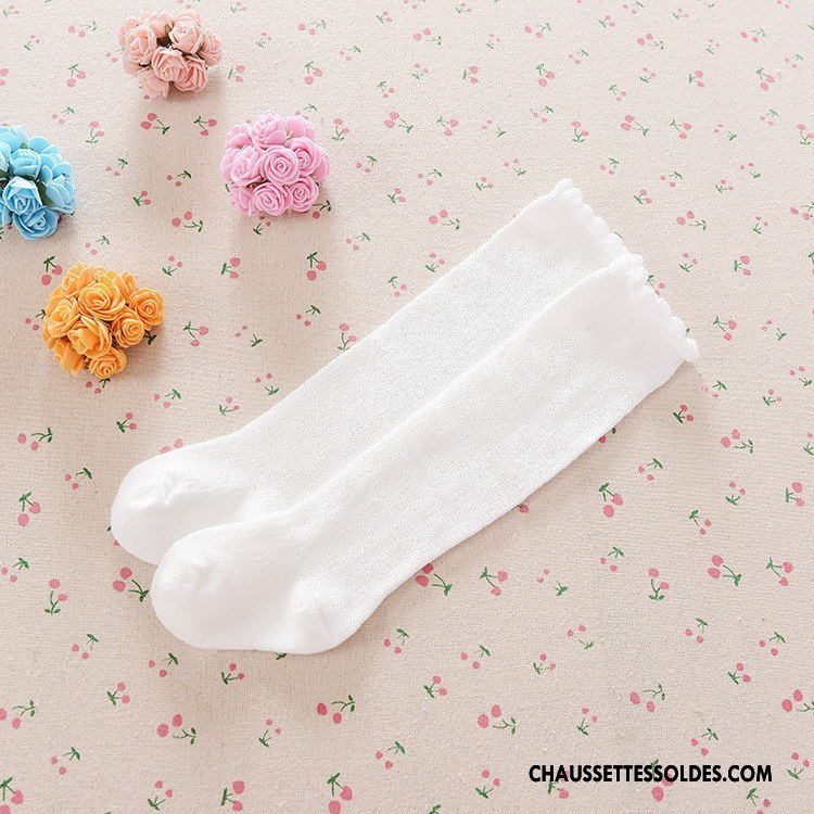 Chaussettes Longues Fille 100% Coton Bébé Enfant Bouche Libre Printemps Femme Pure Rose