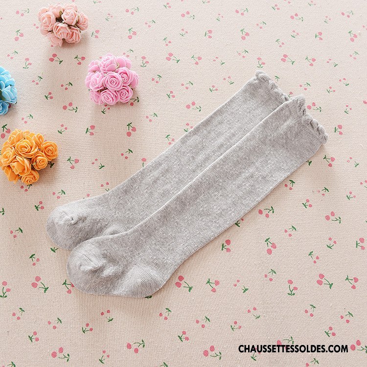 Chaussettes Longues Fille 100% Coton Bébé Enfant Bouche Libre Printemps Femme Pure Rose