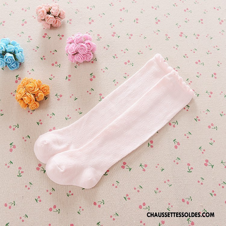 Chaussettes Longues Fille 100% Coton Bébé Enfant Bouche Libre Printemps Femme Pure Rose