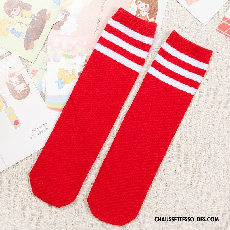 Chaussettes Longues Fille 100% Coton Enfant Printemps Élève Été Respirant Bleu