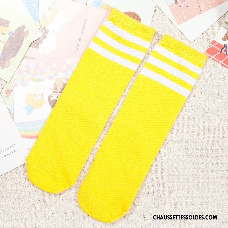 Chaussettes Longues Fille 100% Coton Enfant Printemps Élève Été Respirant Bleu