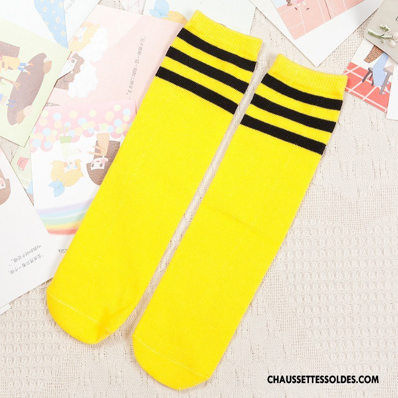 Chaussettes Longues Fille 100% Coton Enfant Printemps Élève Été Respirant Bleu