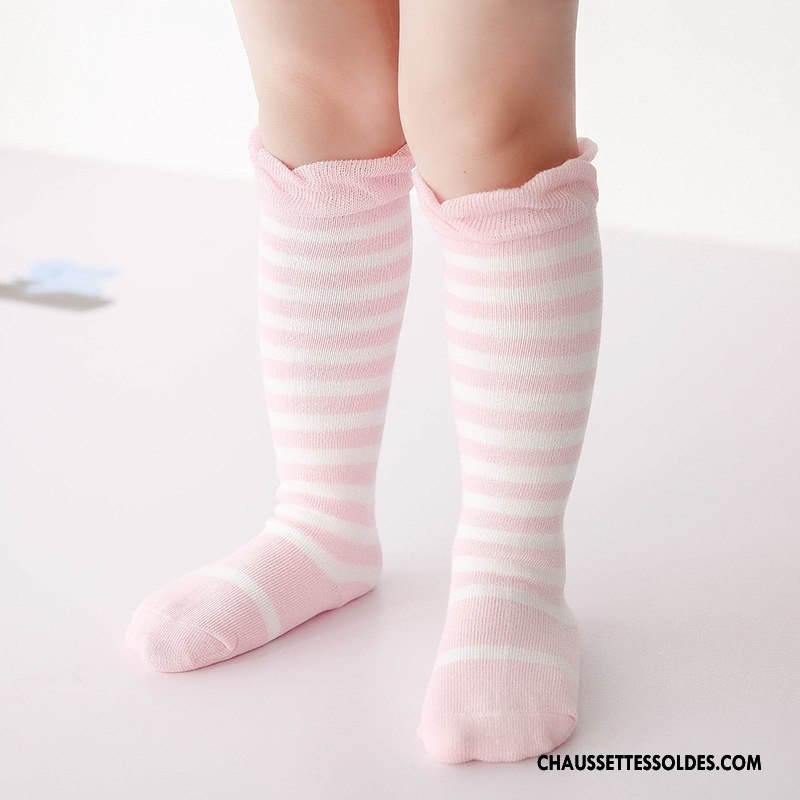 Chaussettes Longues Fille 100% Coton Enfant Été Nouveau Printemps Très Mince Bleu Clair