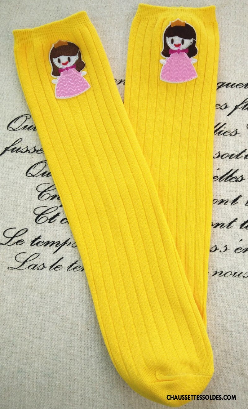 Chaussettes Longues Fille 100% Coton Long Stock Haute Brodé Le Nouveau Femme Rose