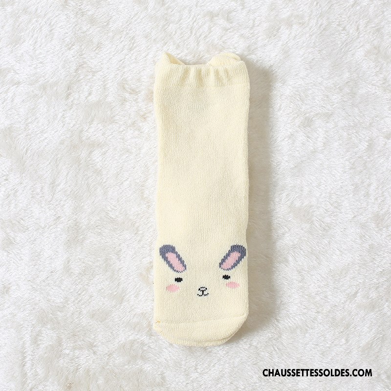 Chaussettes Longues Fille 100% Coton Milieu Bébé Renforcé Enfant Dessin Animé Rose