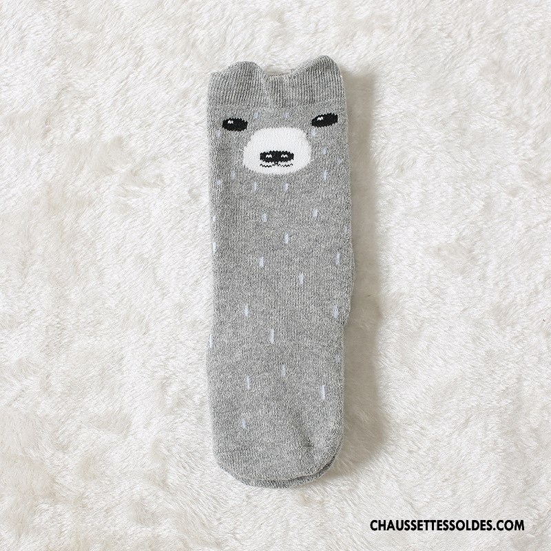 Chaussettes Longues Fille 100% Coton Milieu Bébé Renforcé Enfant Dessin Animé Rose