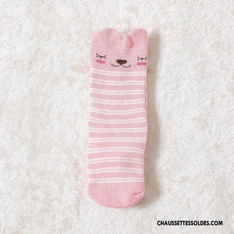 Chaussettes Longues Fille 100% Coton Milieu Bébé Renforcé Enfant Dessin Animé Rose