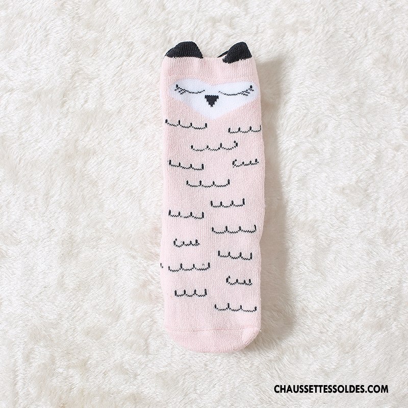 Chaussettes Longues Fille 100% Coton Milieu Bébé Renforcé Enfant Dessin Animé Rose
