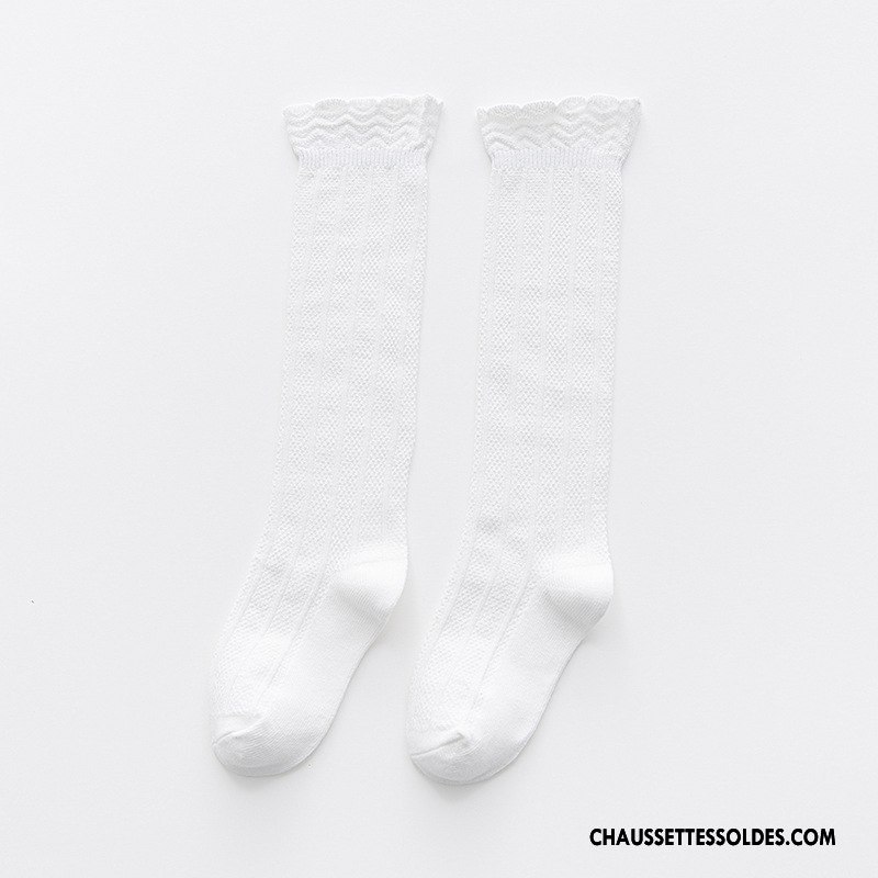 Chaussettes Longues Fille Beige Enfant Milieu Bébé Bouche Fermée 100% Coton Pure Blanc