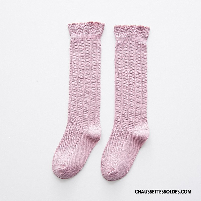 Chaussettes Longues Fille Beige Enfant Milieu Bébé Bouche Fermée 100% Coton Pure Blanc