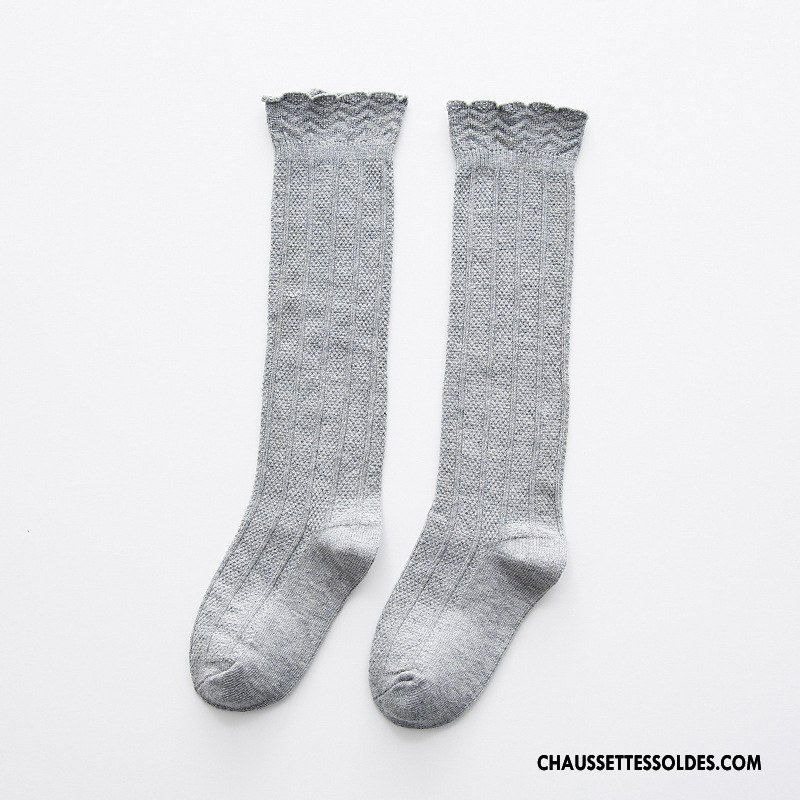Chaussettes Longues Fille Beige Enfant Milieu Bébé Bouche Fermée 100% Coton Pure Blanc