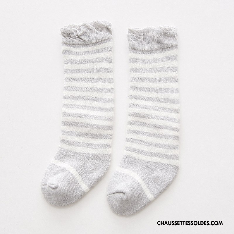 Chaussettes Longues Fille Bulle 100% Coton Rayé Bébé L'automne Terry Bleu