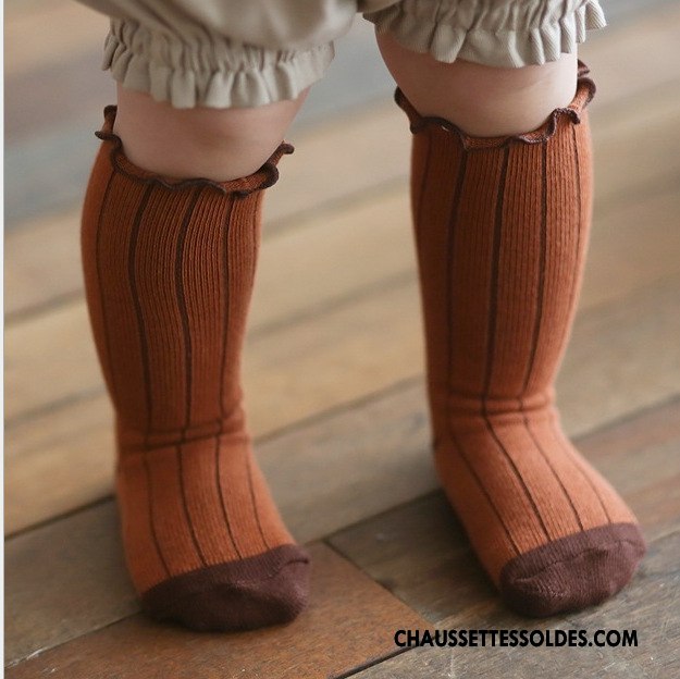 Chaussettes Longues Fille Bébé Bois Ourlet Milieu Haute Princesse Vert Foncé