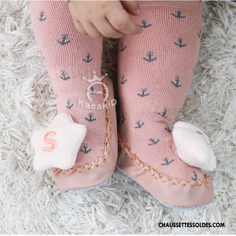 Chaussettes Longues Fille Bébé Femme Terry Enfant Antidérapant Cuir Marron