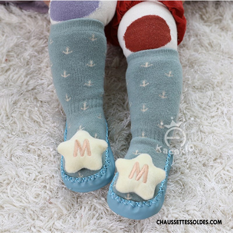 Chaussettes Longues Fille Bébé Femme Terry Enfant Antidérapant Cuir Marron