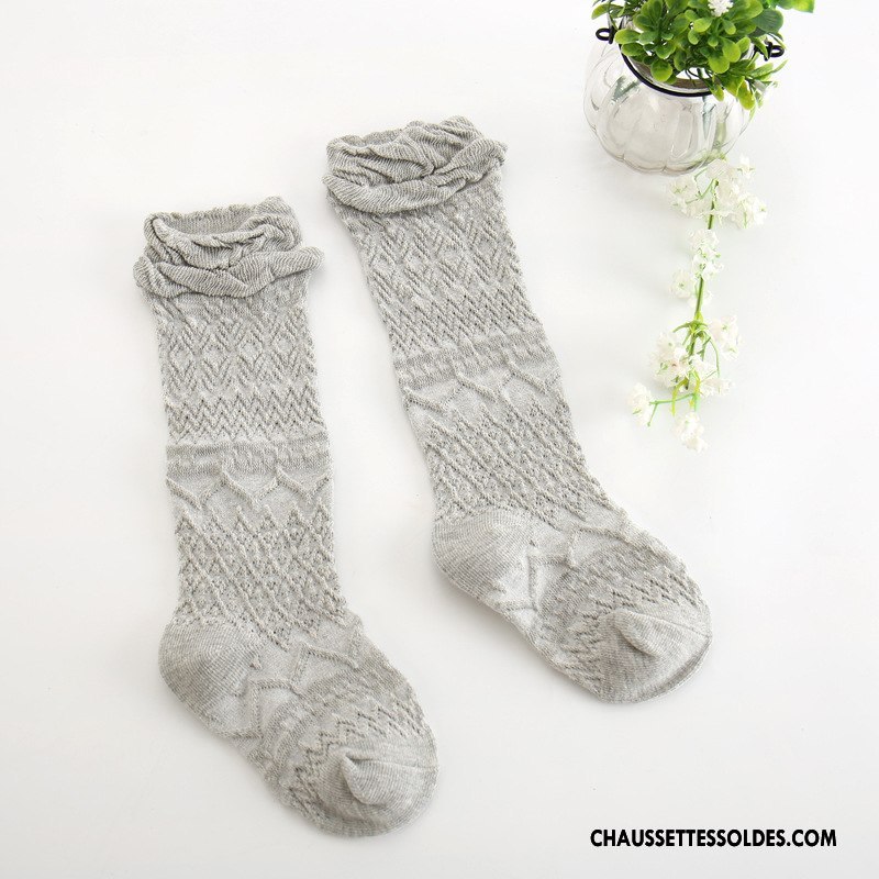 Chaussettes Longues Fille Bébé Le Nouveau 100% Coton Enfant Bouche Libre Printemps Bordeaux Pure
