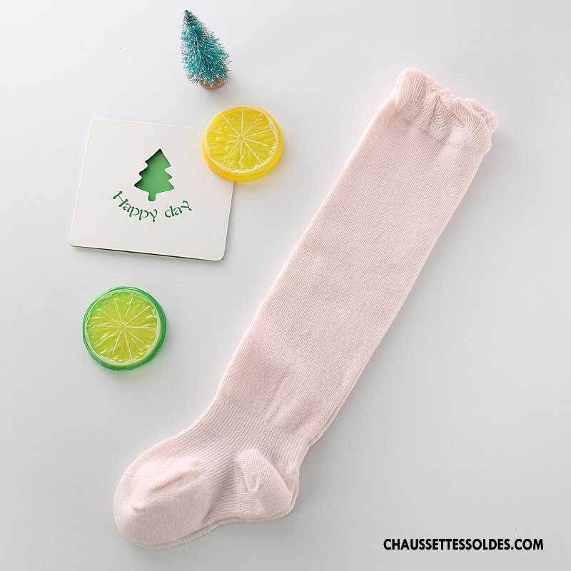 Chaussettes Longues Fille Bébé Long Stock Plaine Rayé Printemps Chaussettes En Coton Bleu