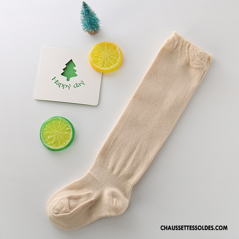 Chaussettes Longues Fille Bébé Long Stock Plaine Rayé Printemps Chaussettes En Coton Bleu