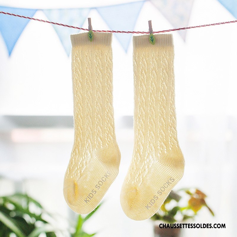 Chaussettes Longues Fille Bébé Légère Été Bouche Libre Enfant Antidérapant Blanc
