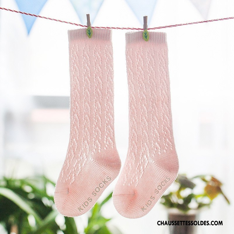 Chaussettes Longues Fille Bébé Légère Été Bouche Libre Enfant Antidérapant Blanc