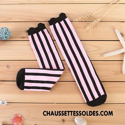 Chaussettes Longues Fille Campus Vent Élève Rayé Femme Enfant Coton Bio Or