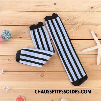 Chaussettes Longues Fille Campus Vent Élève Rayé Femme Enfant Coton Bio Or