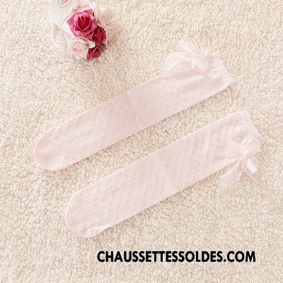 Chaussettes Longues Fille Casual Printemps Milieu Grille Matelassé Papillon Gris