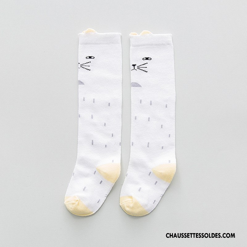 Chaussettes Longues Fille Charmant Bébé Animal Dessin Animé Enfant 100% Coton Blanc