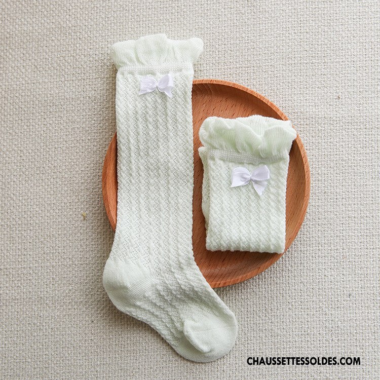 Chaussettes Longues Fille Chaussettes En Coton Enfant Milieu Papillon Creux Guipure Engrener Jaune