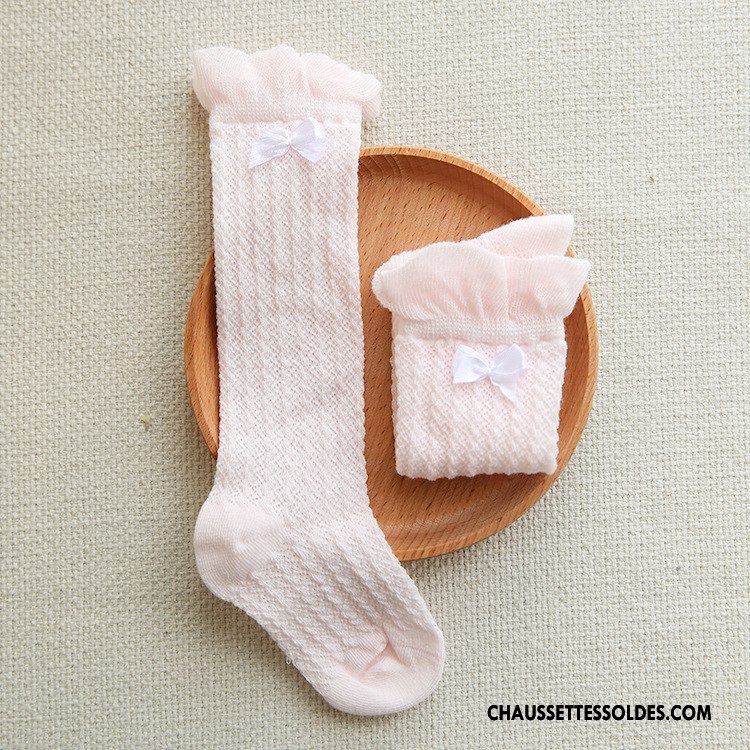 Chaussettes Longues Fille Chaussettes En Coton Enfant Milieu Papillon Creux Guipure Engrener Jaune