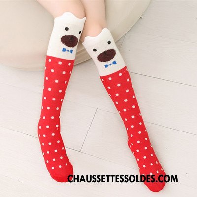 Chaussettes Longues Fille Chaussettes En Coton Femme Enfant Élève Printemps L'automne Rouge