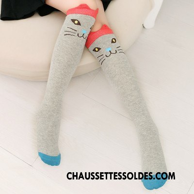 Chaussettes Longues Fille Chaussettes En Coton Femme Enfant Élève Printemps L'automne Rouge