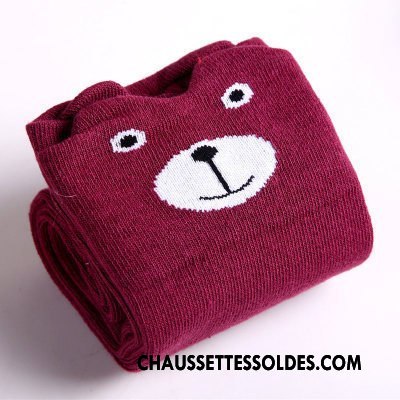 Chaussettes Longues Fille Chaussettes En Coton Femme Enfant Élève Printemps L'automne Rouge